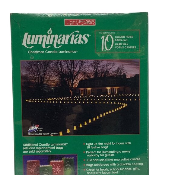 Luminaries Christmas Candle Set 10 With Coated Paper Bags Italian Votive Candles - Picture 4 of 7